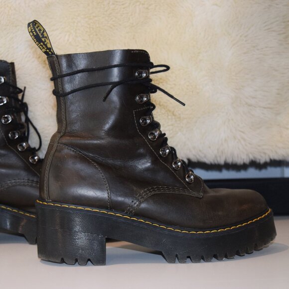 Dr. Martens Shoes - Doc Martin Leona Platform Boot in Dark Taupe